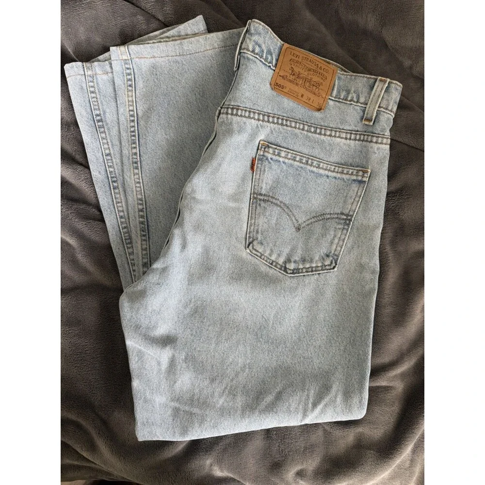 Vintage Levi's 505 Orange Tab 38x30 USA 575 Button Straight Leg Jeans